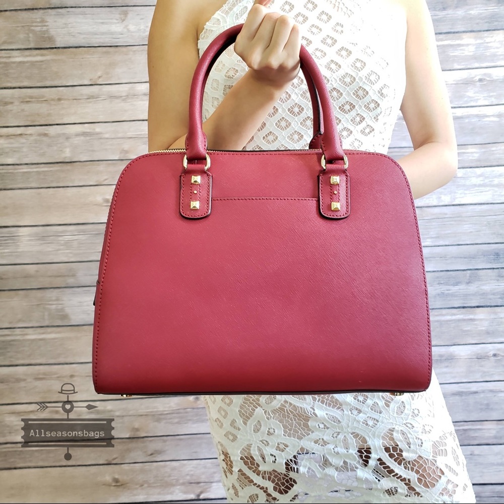 NWT Michael Kors Sandrine Large satchel Cherry Bag - Picture 4 of 6